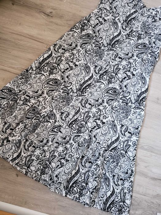Bawełniana sukienka midi Zara print boho paisley dekolt falbana