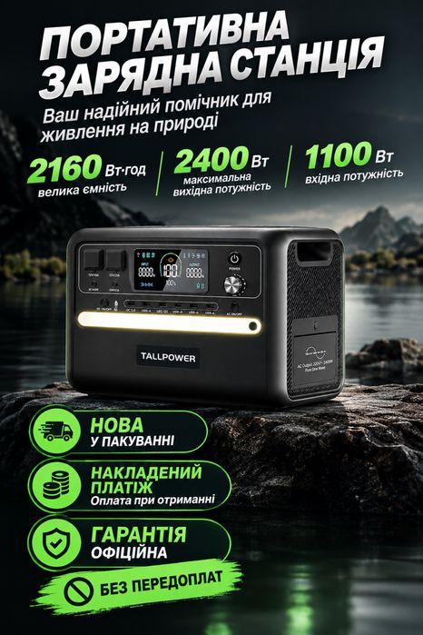 Зарядна станція TALLPOWER(oukitel) V2400 Гарантія. 2400 Вт 2160 Вт/год LiFePO4