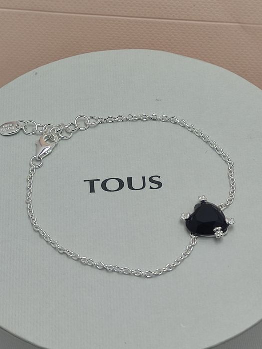 Bransoletka z srecem i misiami srebro 925 i onyks