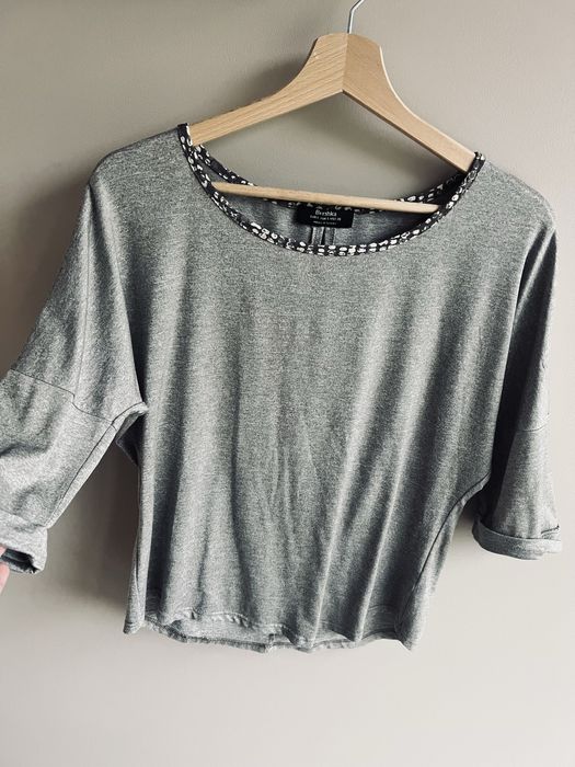 Bershka modna bluzka beżowo-brązowa rozmiar S