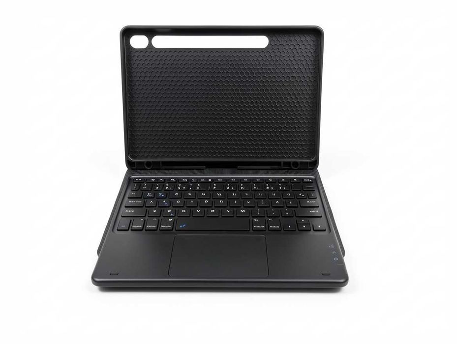 N072 Earto Etui Z Klawiaturą Do Samsung Galaxy Tab S9 11 Cali S9 FE 10.9 Cali Magnetyczna Klawiatura Bluetooth Z Touchpadem I Miejscem Na S-Pen Czarna