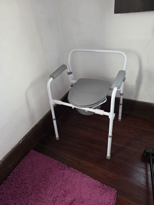 Cadeira sanitaria com braços dobrável