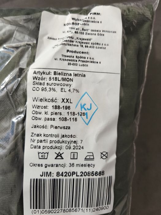 Bielizna wojskowa 518L/MON roz  XXL