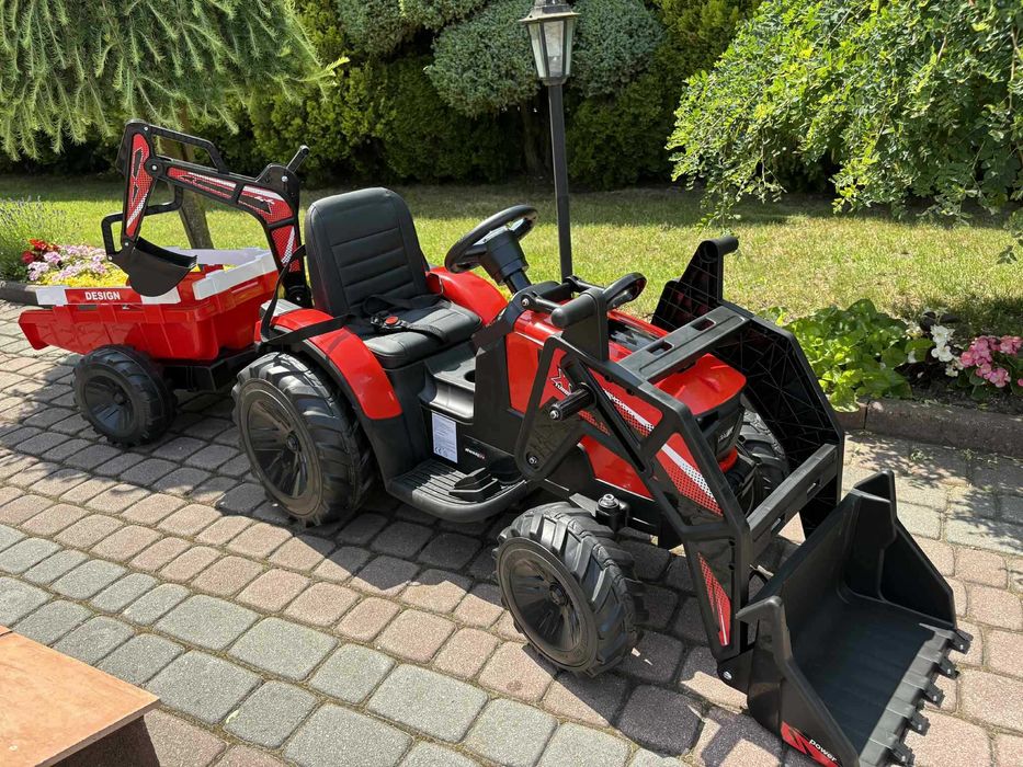 TRAKTOR na Akumulator Dla Dzieci 2X200W 24V7Ah Przyczepka Spychacz Koparka