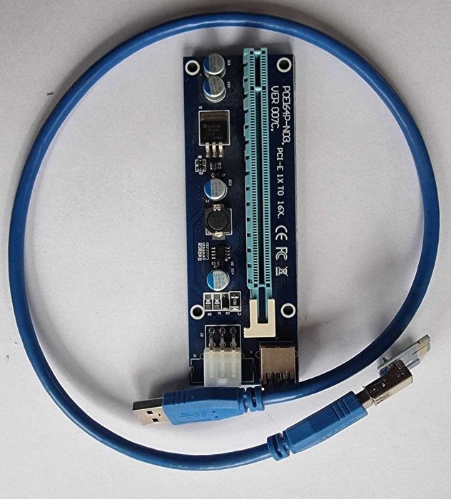 Райзер Dynamode PCI-E x1 to 16x 60cm USB 3.0 Cable SATA to 6Pin
