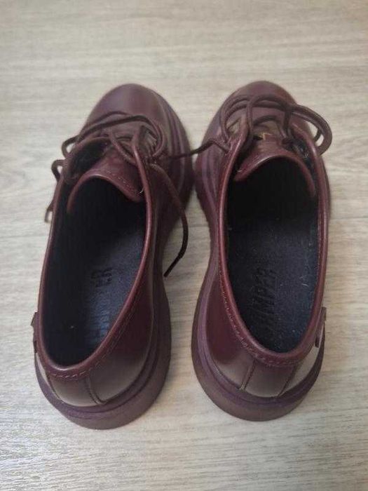Бордовые кожаные туфли, броги, лоферы,  Camper, размер 38.