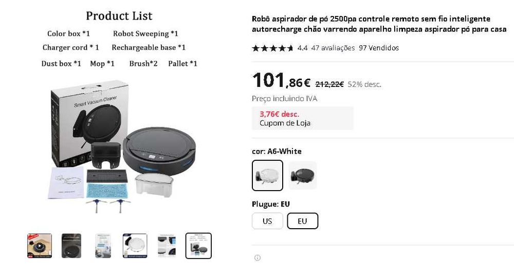 Robô de limpeza inteligente preço imbatível