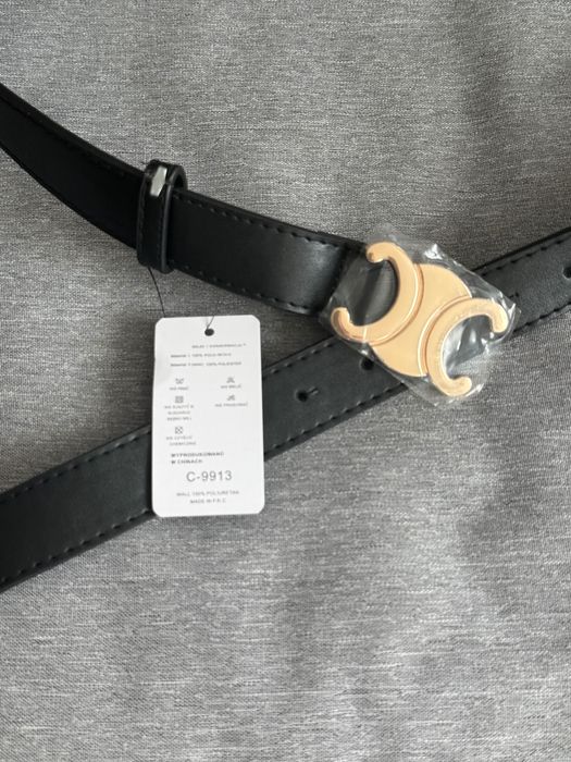Pasek z ozdobną złotą klamrą 105 cm