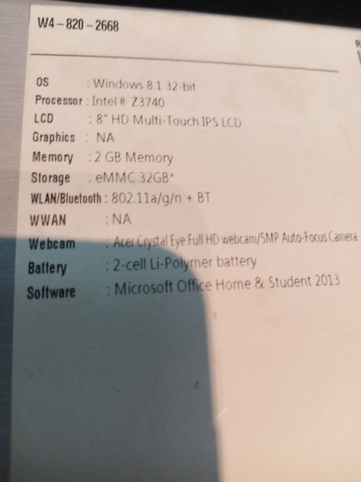 Планшет Acer Iconia w 4