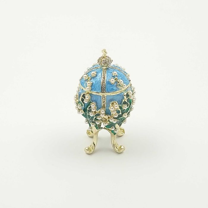 Jajko jajo faberge pojemniki szkatułka niebieskie styl wiktoriański