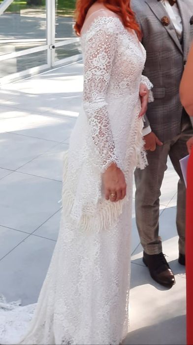 Suknia ślubna Boho rustykalna koronka