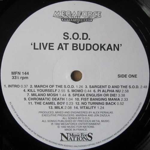 S.O.D. Stormtroopers of Death (Anthrax) Live Budokan (disco LP vinil metal)