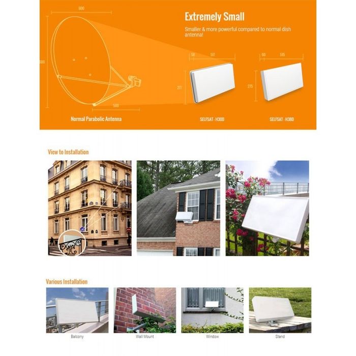 Antena Parabólica Plana Twin SELFSAT H30D2 (2x LNB)