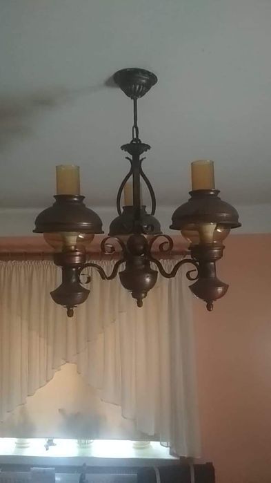 Żyrandol miedziany antyk