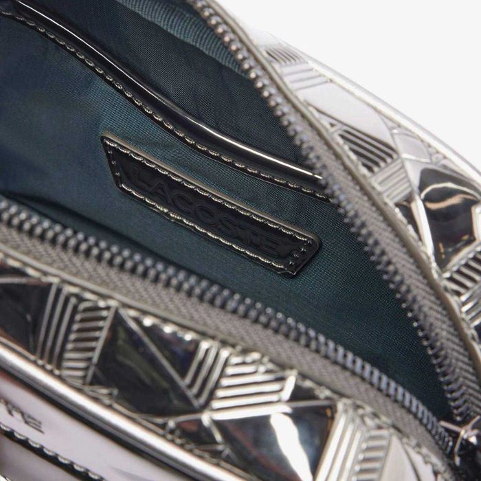 100% ОРИГІНАЛ Lacoste monogram crossbody silver chrome bag сумка кросбоді монограма через плече унісекс NU4904BG