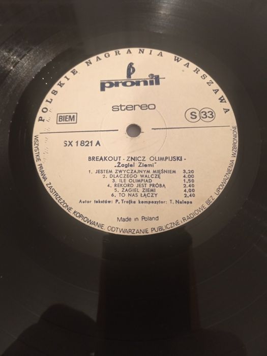 Breakout - Żagiel ziemi - lp 1980 r.Pronit (SX 1821)
