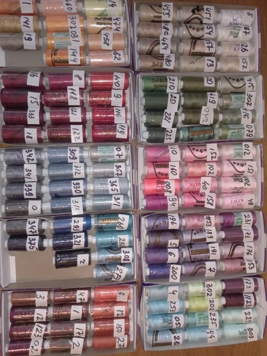 Швейные нитки фирм peri, kivi, mh намотка по 400 ярдов по 10 грн