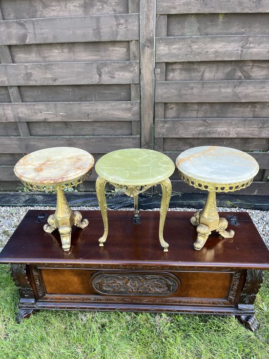 Вінтажний Столик підставка бронза онікс