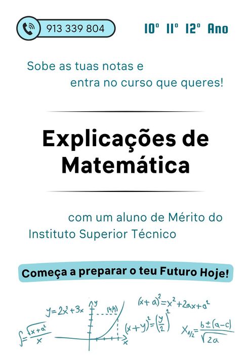 Explicações Matemática em Alfragide 10º 11º 12º ano
