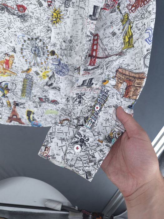 Desigual koszula wzorzysta print mapa grafika slim XL monogram