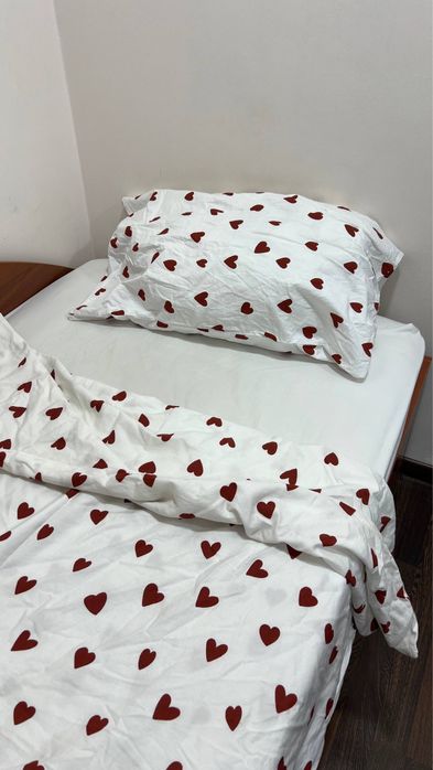 Комплект постільної білизни з сердечками | Односпальний | 90×200
