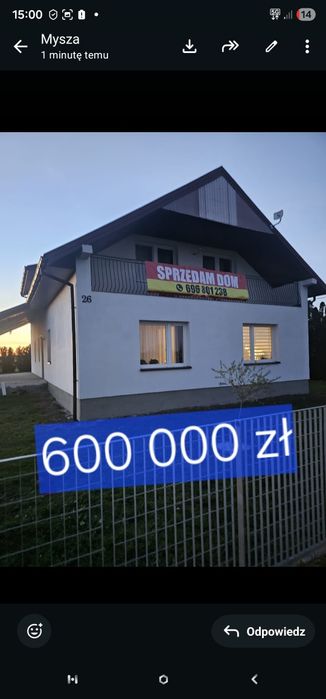 Dom 200m2 na działce 12a  cena 600 tyś