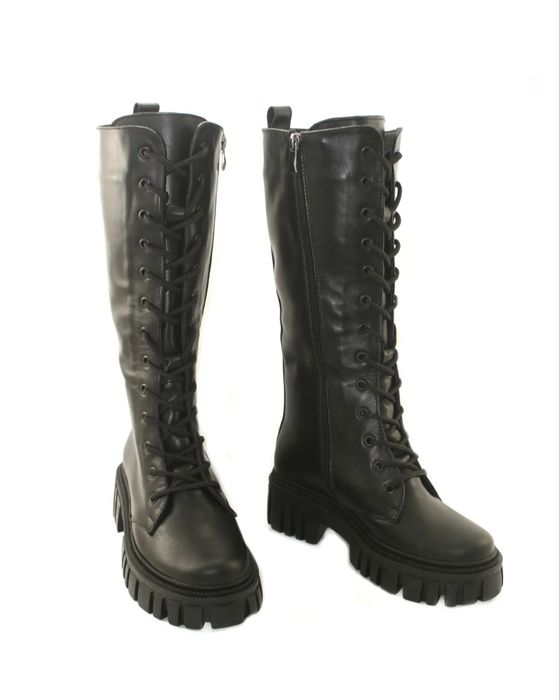 Зимние высокие ботинки берцы на шнуровке