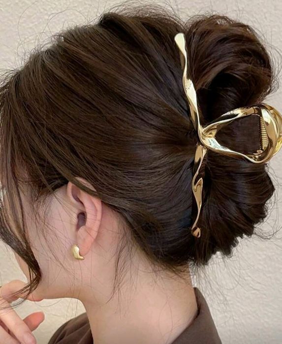 Klamra do włosów złota pofalowana