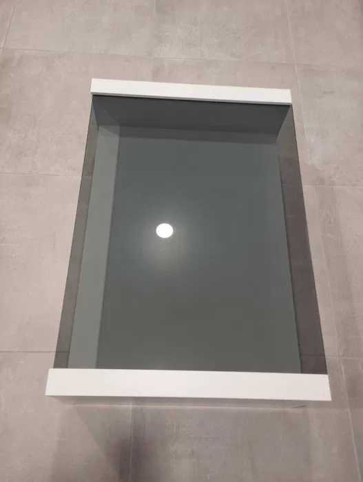 Mesa de Centro Estilo Baviera (Vidro e Branco) - Oportunidade