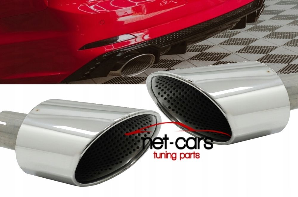 Końcówki wydechu AUDI A5 F5 A4 8W 16- S5 S4 RS5 RS4 Chrom