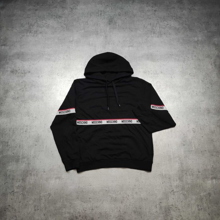 MĘSKA Bluza z Kapturem Hoodie Luxury Czarna Moschino Multi Logo PREMIUM