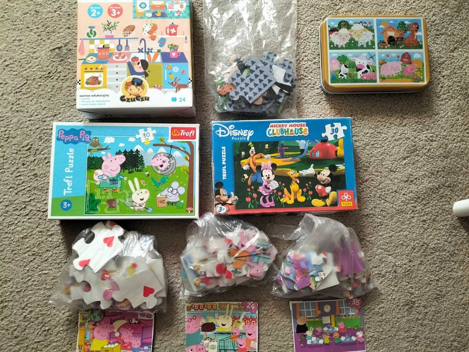 Zestaw puzzli 7 szt. (20-35 elementów) + Puzzle w metalowym pudelku