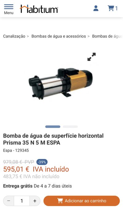 Bomba Rega Piscina ESPA Prisma uso doméstico agrícola jardinagem