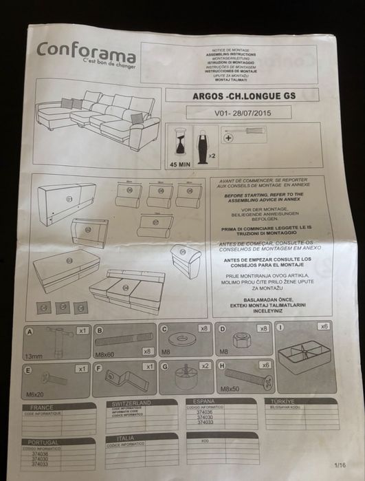 Sofa com arrumação