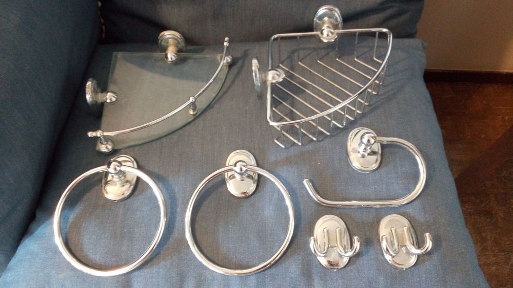 CONJUNTO COMPLETO Casa De Banho WC Banheiro AÇO CROMADO Ver Descrição.