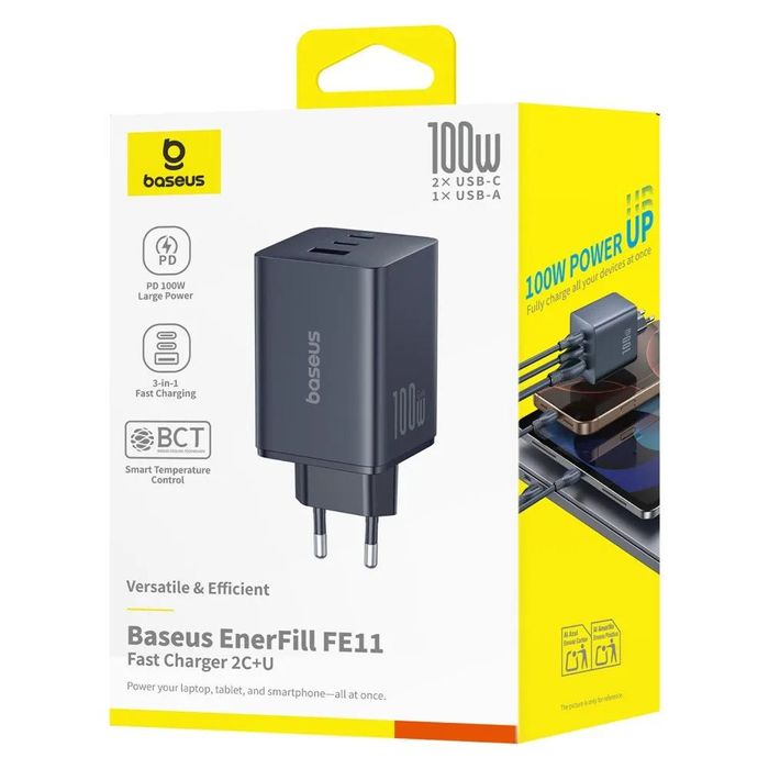 Зарядний пристрій Baseus FE11 100W 2Type C USB для ноутбуків