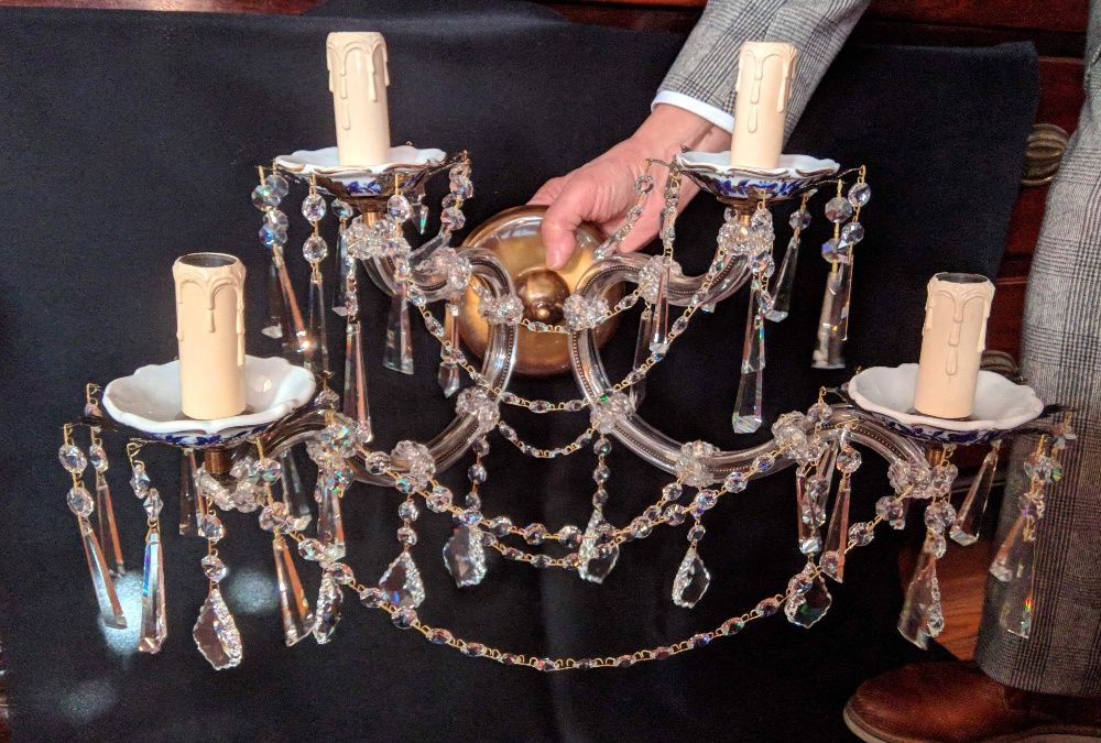 Aplique 4 Lâmpadas Cristal Porcelana Metal