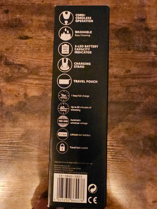Panasonic ER-SB60-S803
Trymer Panasonic, zasilanie Akumulatorowe
