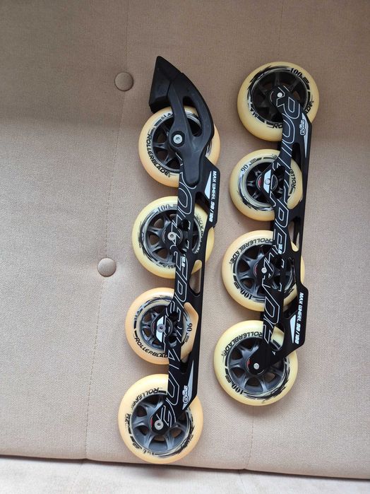Rollerblade Tempest 12.8 195mm – szyny 3x100/1x90 + koła 84A ABEC 7