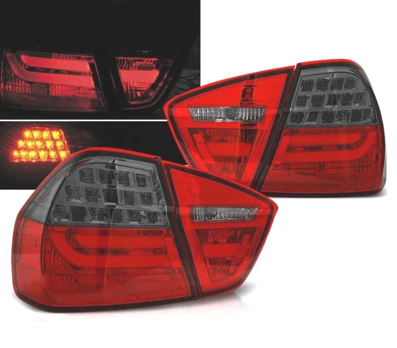 FAROLINS TRASEIROS LED BAR BMW E90 05-08 VERMELHO FUMADO