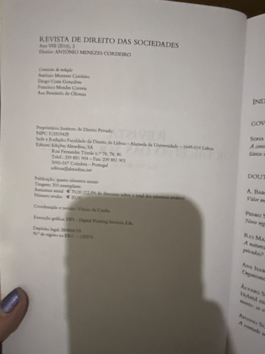 Revista difeito das sociedades - antonio menezes cordeiro