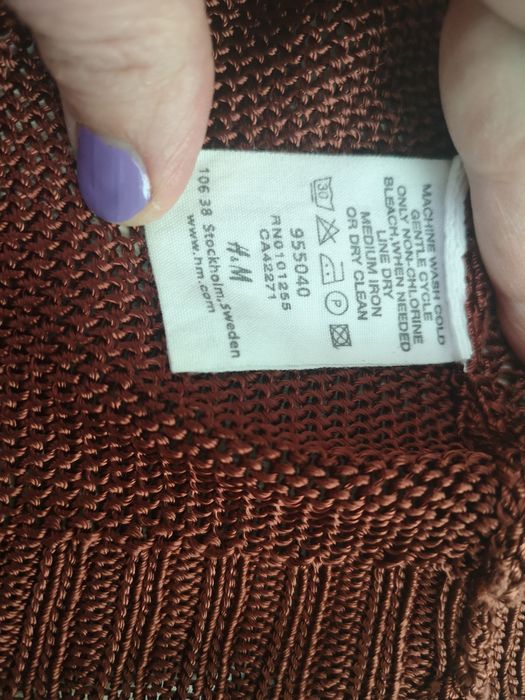 Sweterek -  bolerko, H&M, brązowy z błyszczącą nitką, krótki, rozm.. L