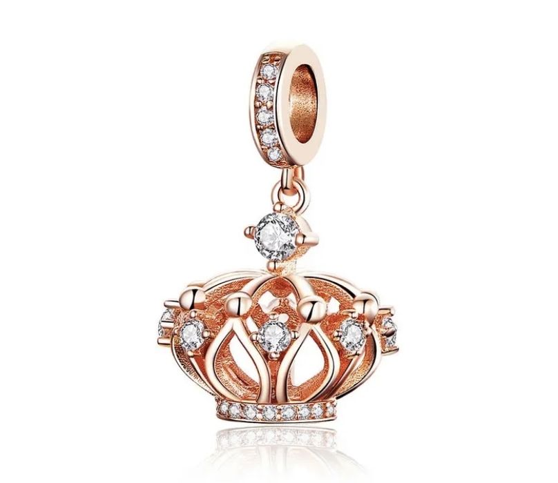 nowy charms zawieszka srebro 925 cyrkonie różowe złoto