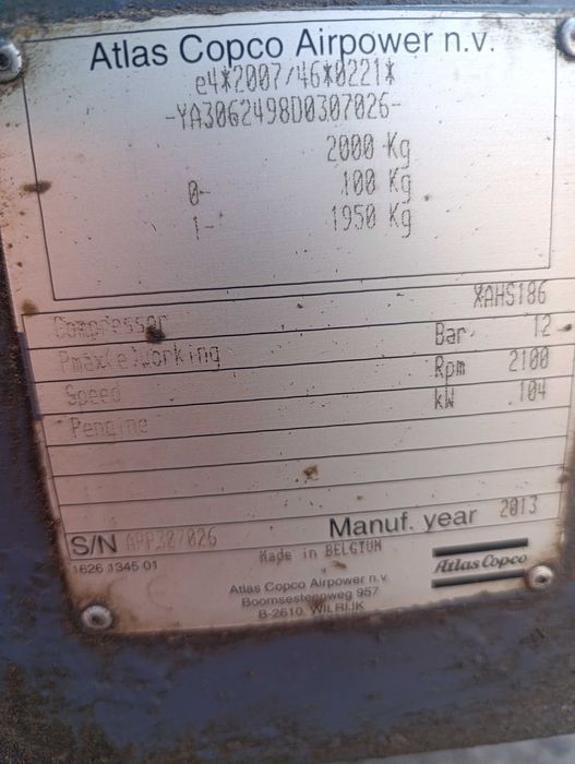 Компресор Atlas copco ХАНS 186