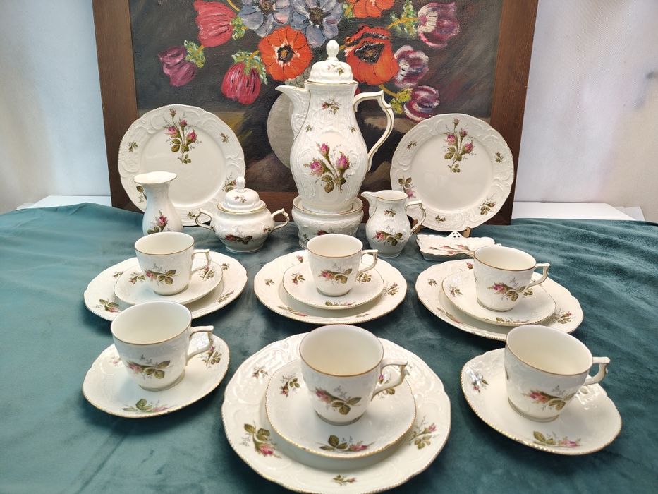 ROSENTHAL SANSSOUCI Moosrose ecru- Serwis kawowy dla 6 osób.