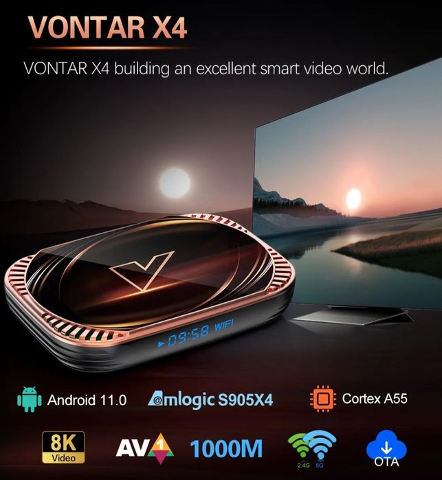 (НОВЫЙ) Смарт ТВ приставка Vontar Х4 4/64Gb 4/128Gb ТВ бокс