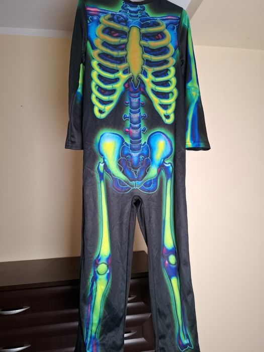 Kościotrup Halloween strój przebranie bal karnawał zielony 110-116