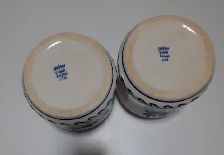 Conjunto de 5 peças de loiça de Viana pintada à mão