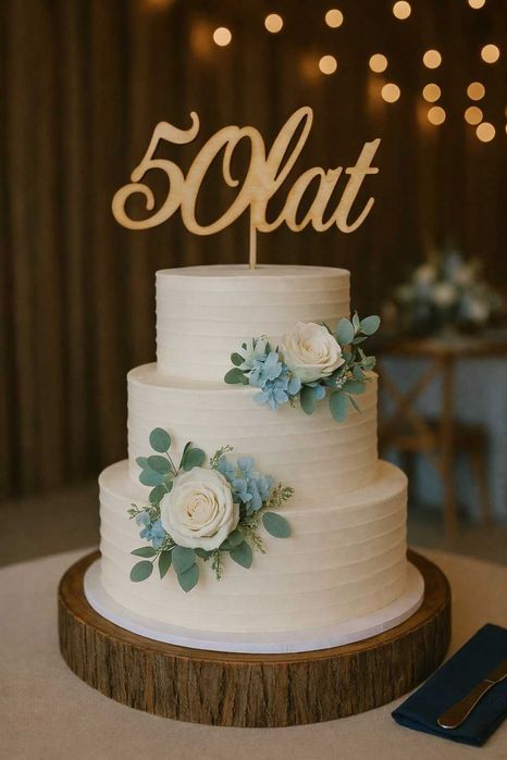 TOPPER na tort drewniany