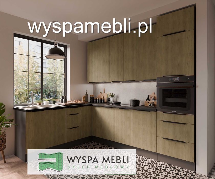 Nowe meble kuchenne 210x290cm dąb cremona antracyt kuchnia pod wymiar